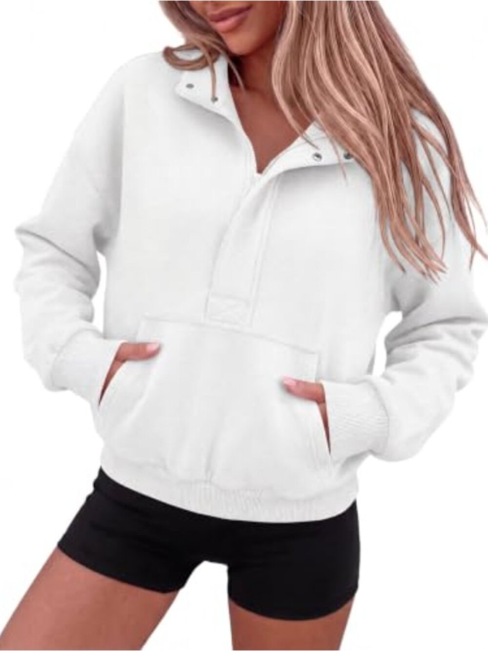 PRETTYGARDEN Henley Neck Sweatshirt for Women Casual Long Sleeve Half Button